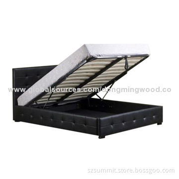 Queen Size PU Leather Storage Bed Frame with Gas Lift-up, Ottoman Bed, KD Inner Metal FrameNew